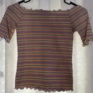 Rainbow off shoulder shirt